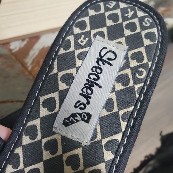 Pre-Owned Skechers 2009 Slingback Sandals Wedge Heels Peep Toe Hearts Us W7 - Picture 6 of 9